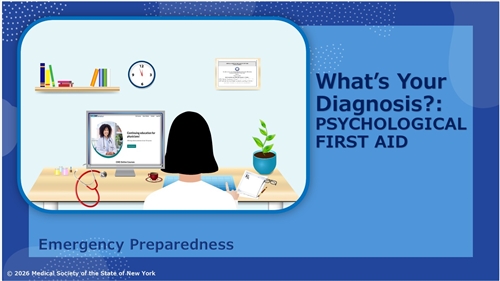 Image with webinar title: What's Your Diagnosis? Psychological First Aid